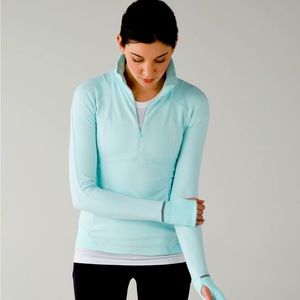 Lululemon Runderful 1/2 Zip Pullover Long-sleeved Tender Heathered Aquamarine